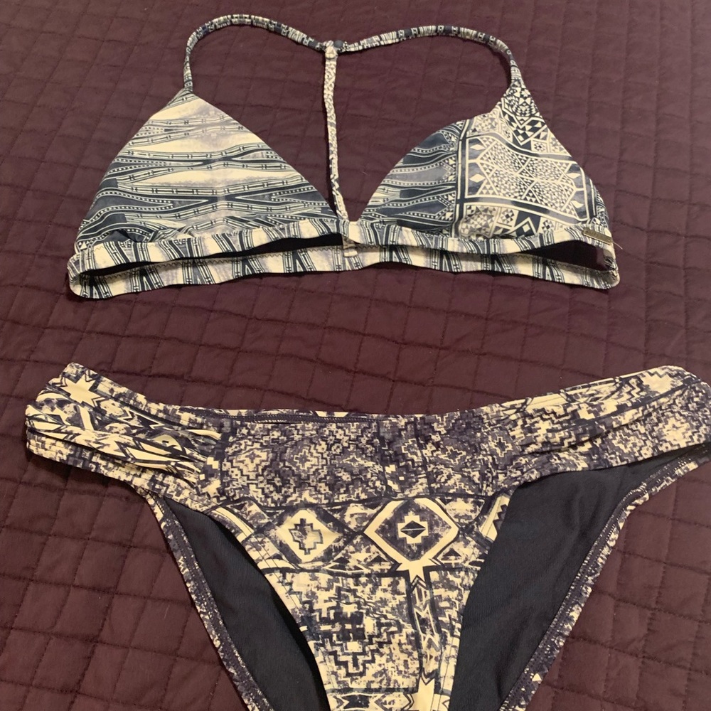 Navy and white tribal print bikini
